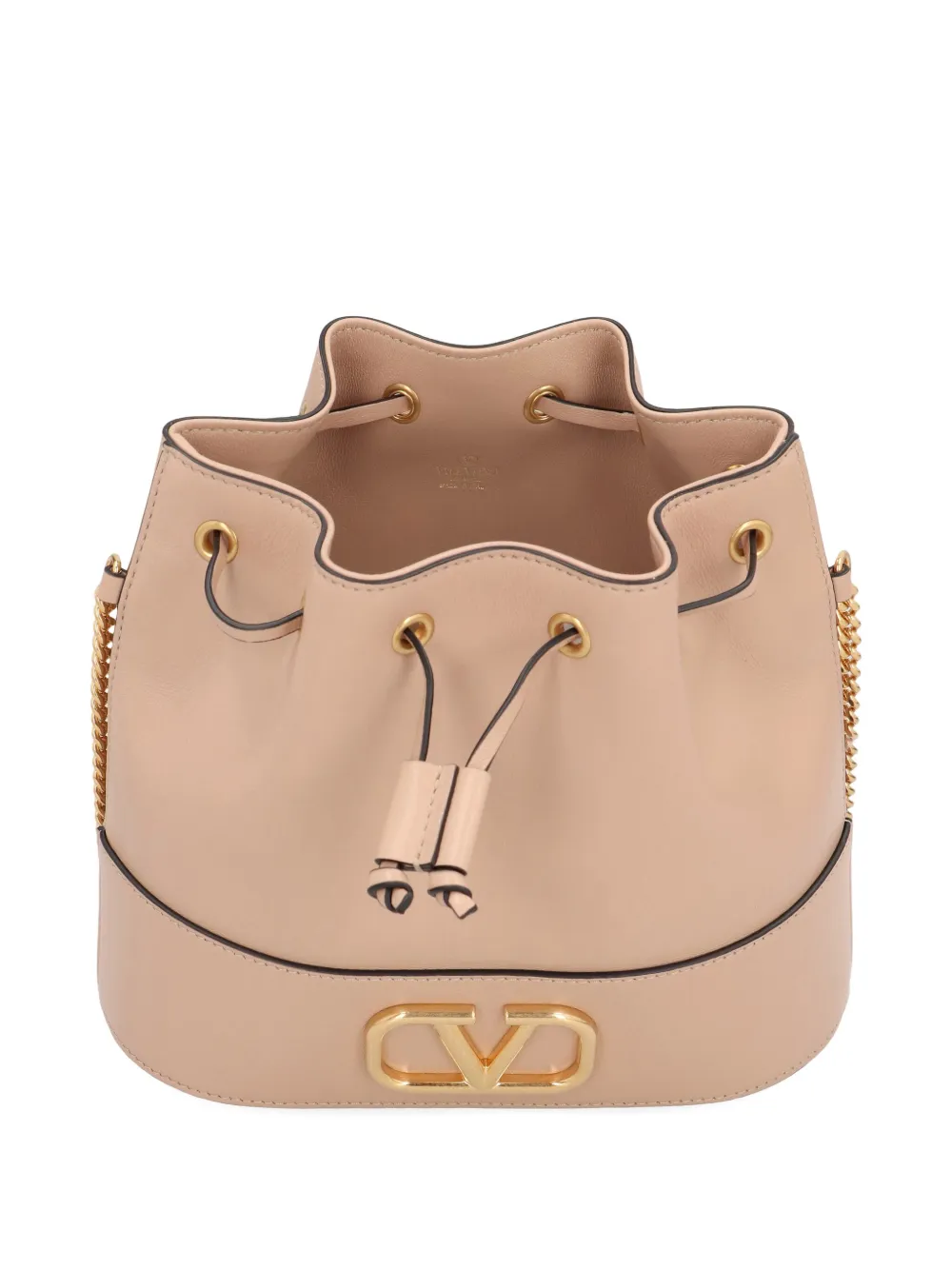 Valentino Mini Vlogo Signature Leather Bucket Bag In Pink