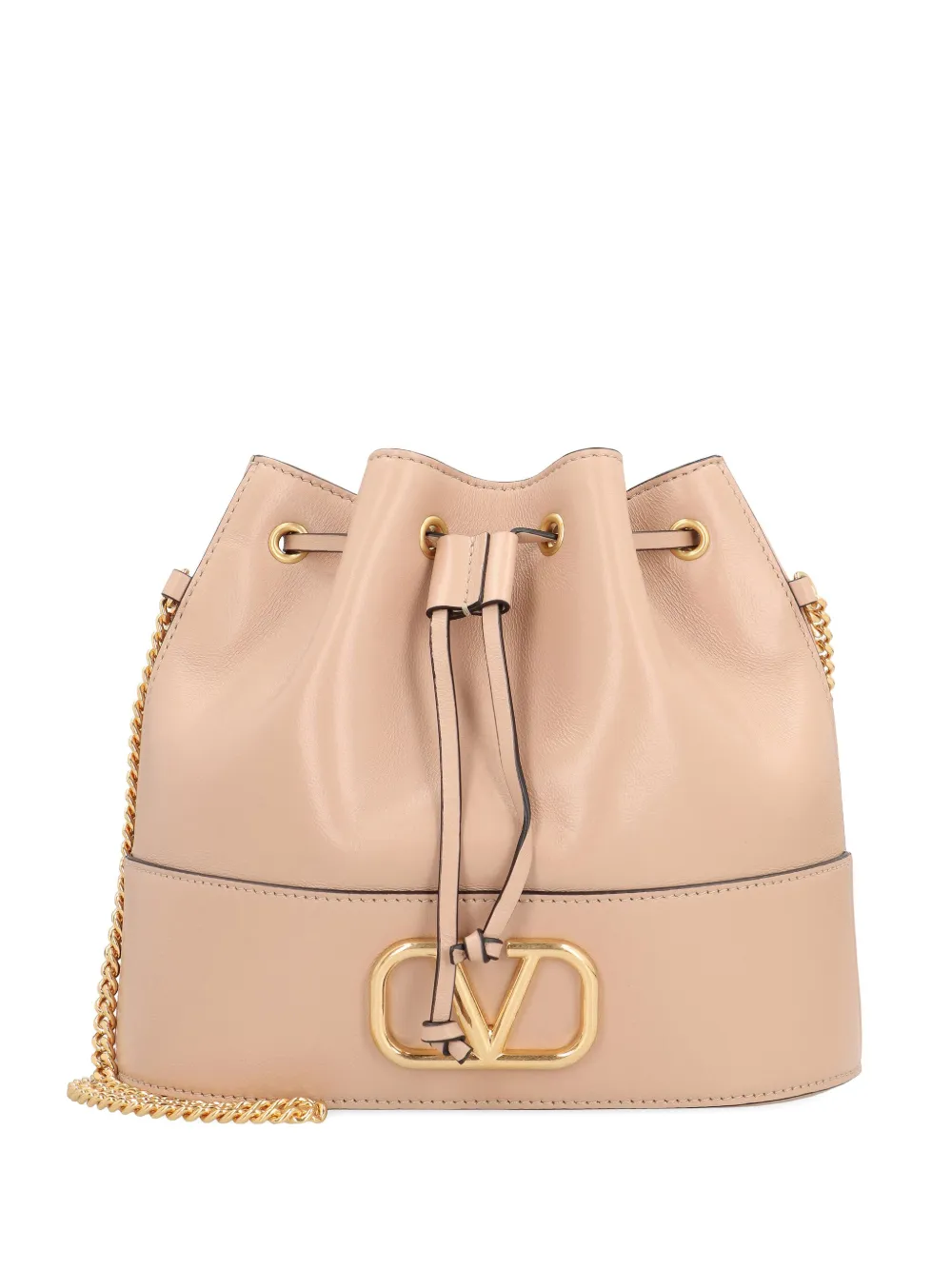 Valentino Mini Vlogo Signature Leather Bucket Bag In Pink
