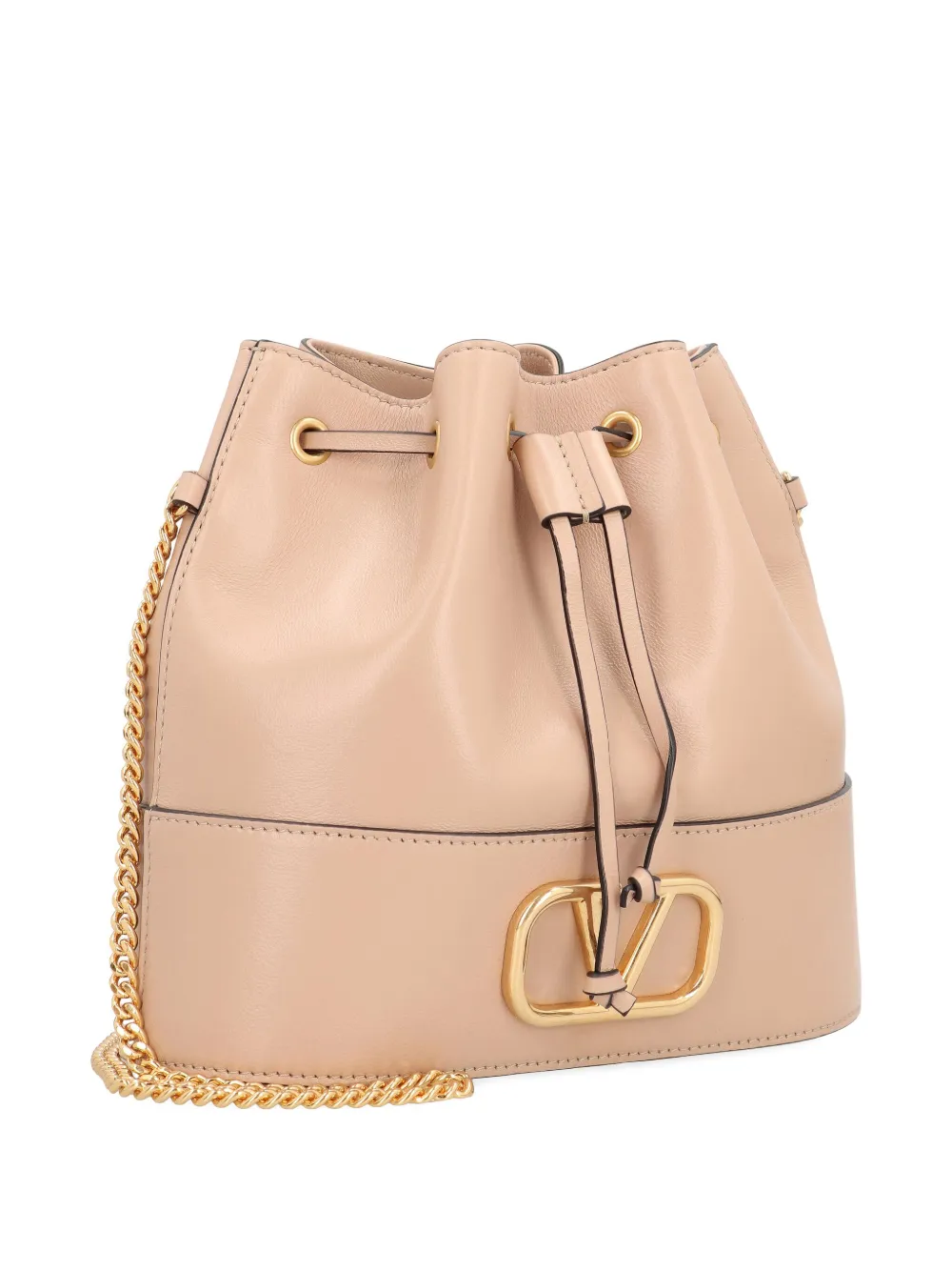 Valentino Mini Vlogo Signature Leather Bucket Bag In Pink
