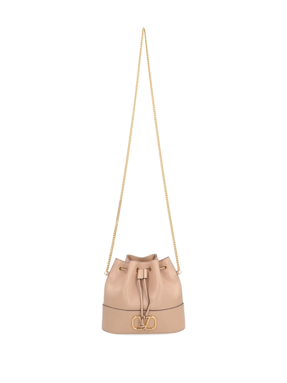 Valentino Mini Vlogo Signature Leather Bucket Bag In Pink
