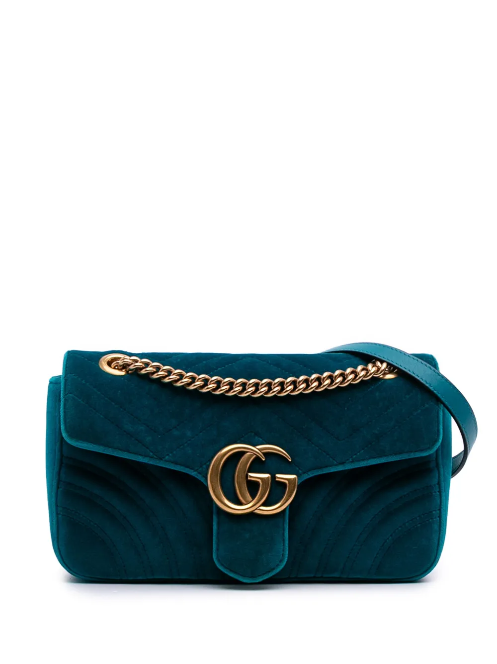 Gucci Pre-Owned 2016-2025 Medium GG Marmont Matelasse Velvet shoulder Gucci Pre-Owned 2016-2025 Medium GG Marmont Matelasse Velvet shoulder