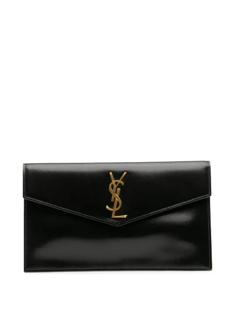 Saint Laurent Pre-Owned 2019 Smooth Shiny Calfskin Monogram Uptown Pouch clutch bag
