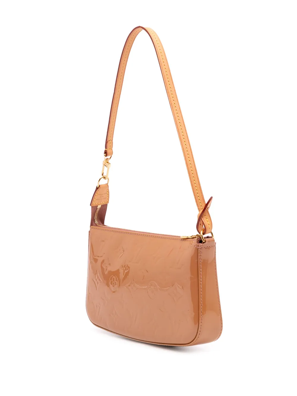 Pre-owned Louis Vuitton 2012 Monogram Vernis Pochette Accessoires Shoulder Bag In Brown