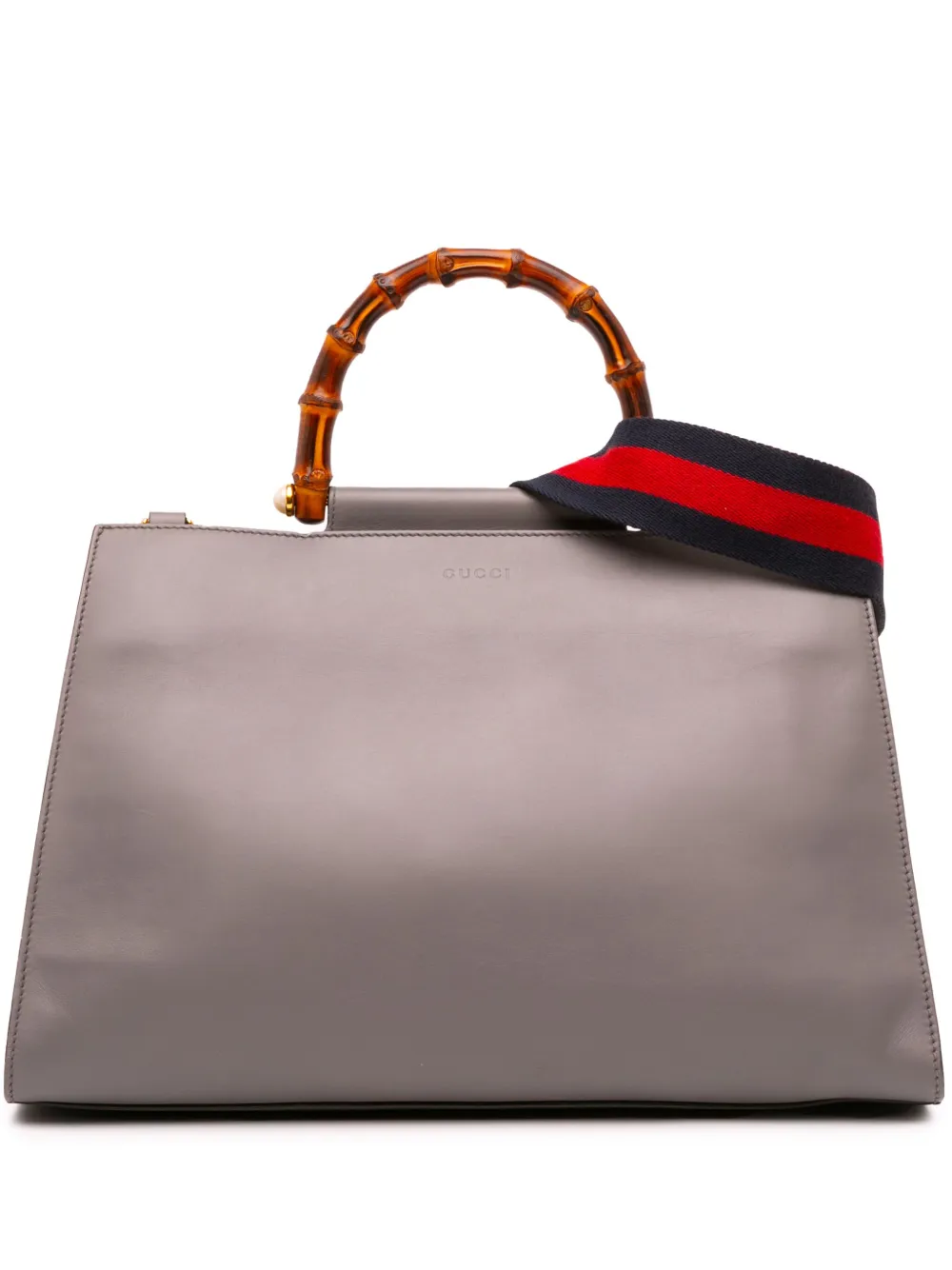 Gucci Pre-Owned 2016-2025 Medium Leather Bamboo Nymphaea satchel | Grey | Image 1