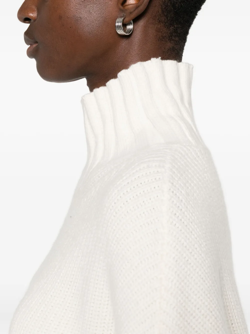 Twinset Roll-neck Ribbed-knit Jumper In White