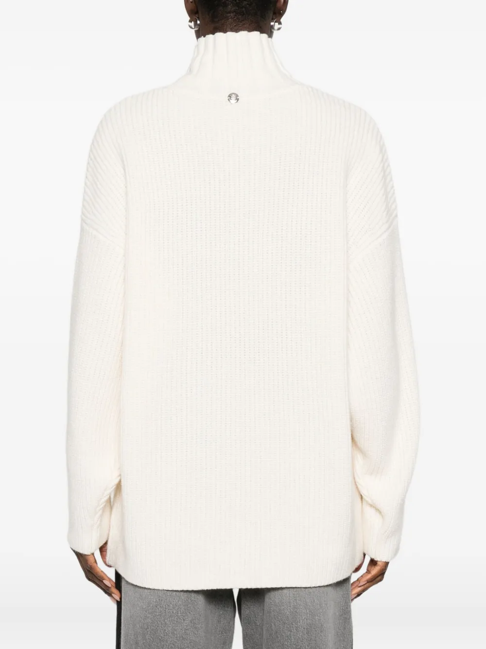 Twinset Roll-neck Ribbed-knit Jumper In White