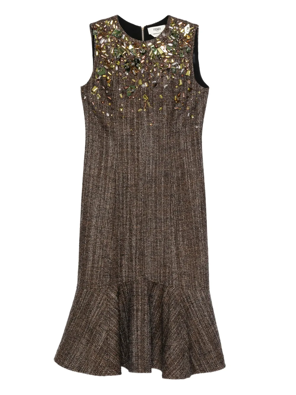 FENDI embellished ruffled dress - Marrone