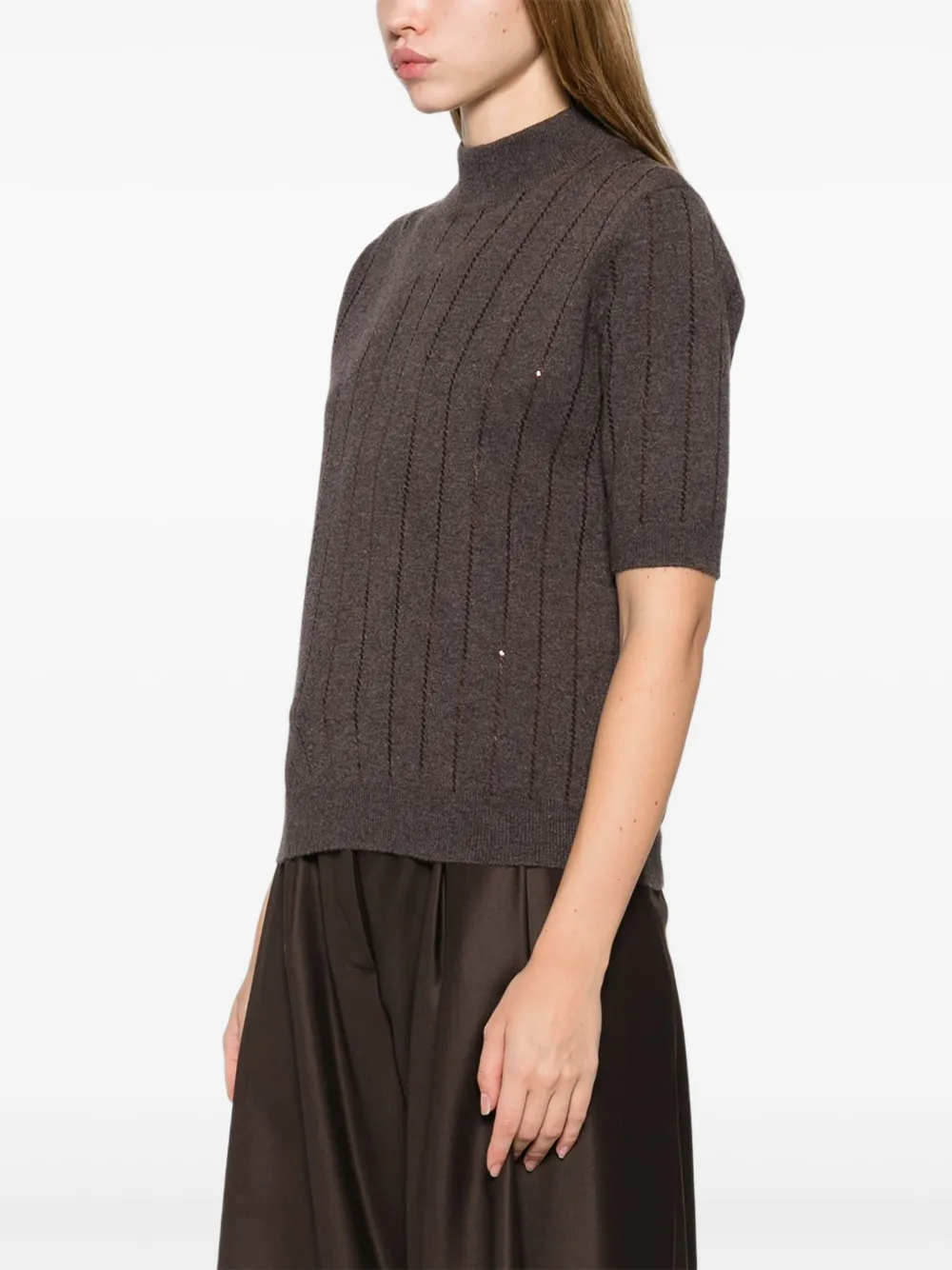 Brunello Cucinelli Sequin-embellished Cashmere Top In Brown