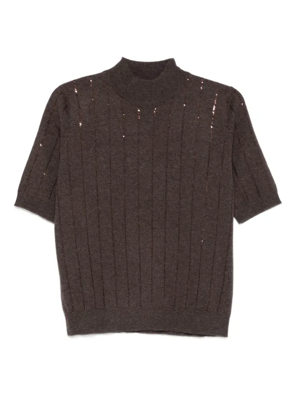 BRUNELLO CUCINELLI☆ニットベスト☆ Brunello Cucinelli sequin-embellished Cashmere Top | Brown | FARFETCH