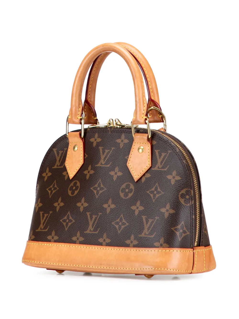 Pre-owned Louis Vuitton 2021-2025 Monogram Alma Bb Satchel In Brown