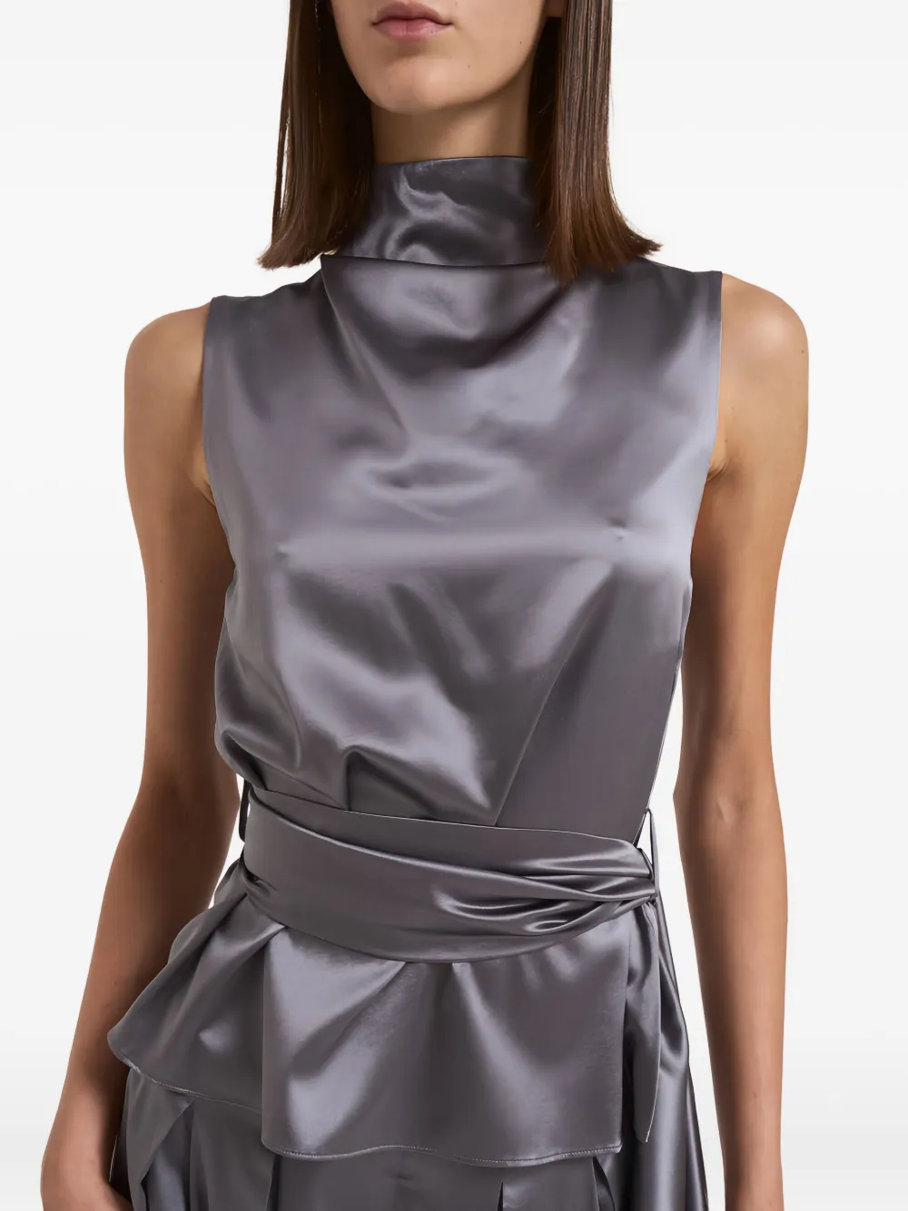 Danamè High-neck Belted Top In Gray