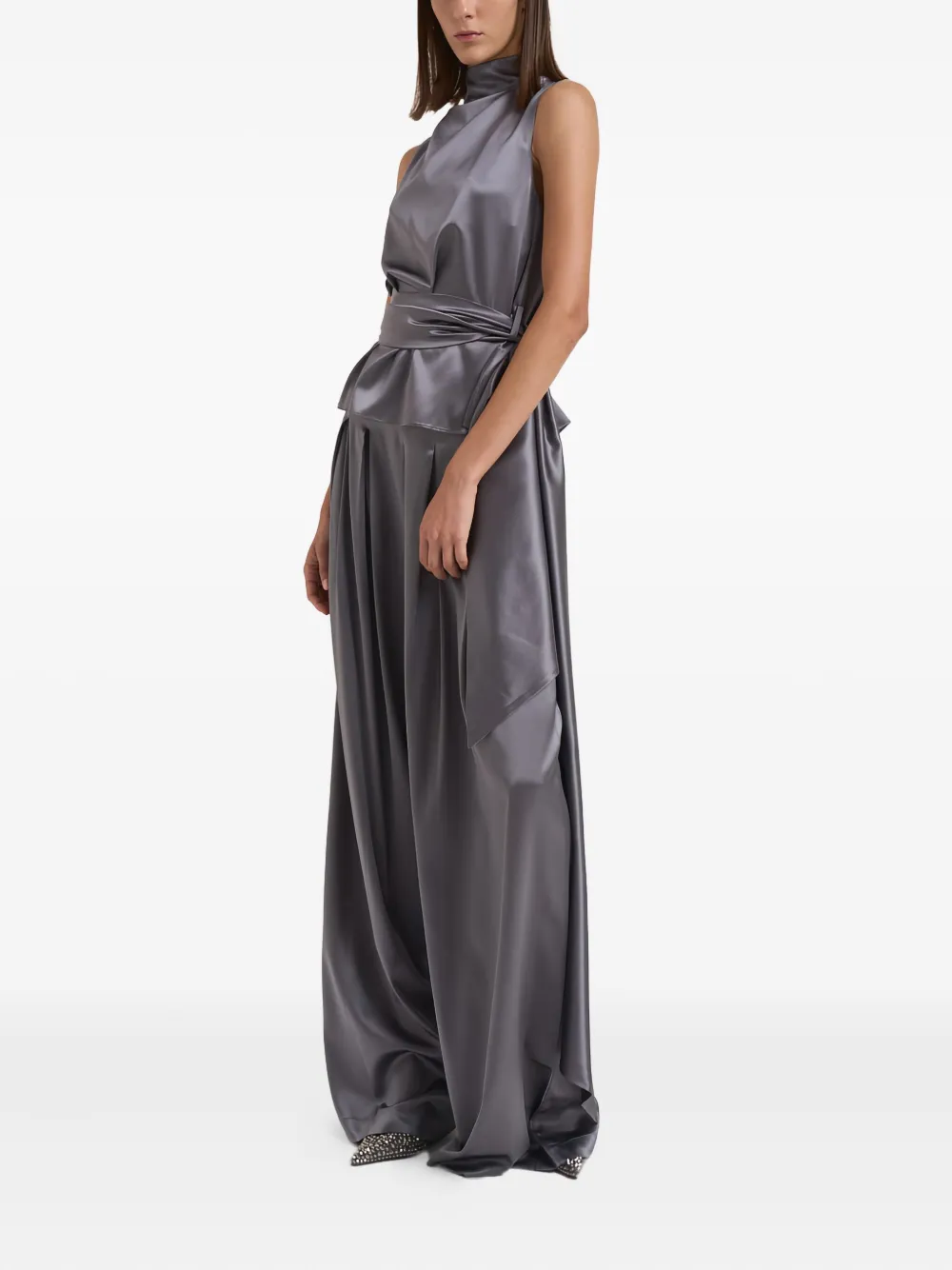 Danamè High-neck Belted Top In Gray