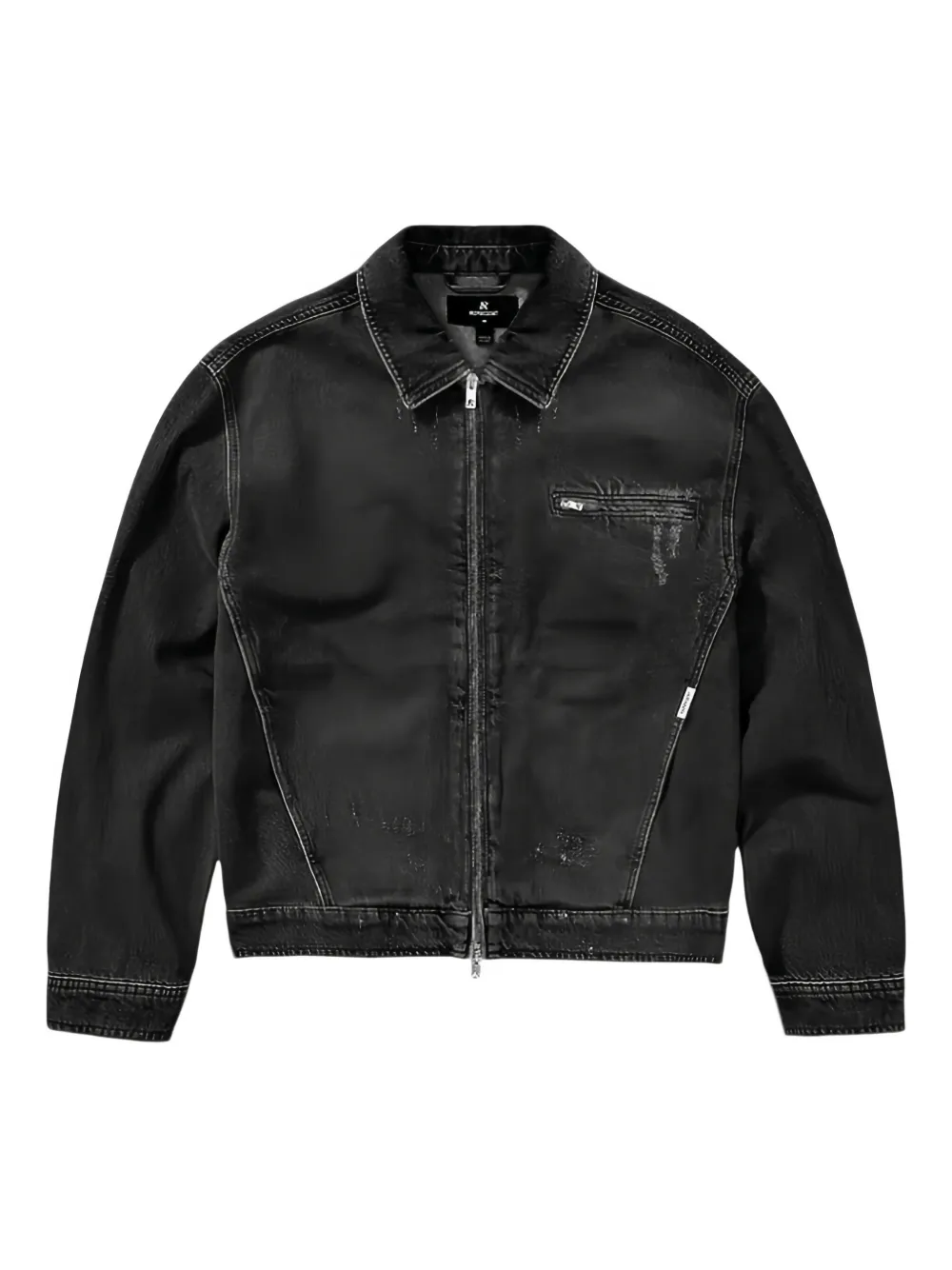 Represent distressed-effect denim jacket | Black | Image 1