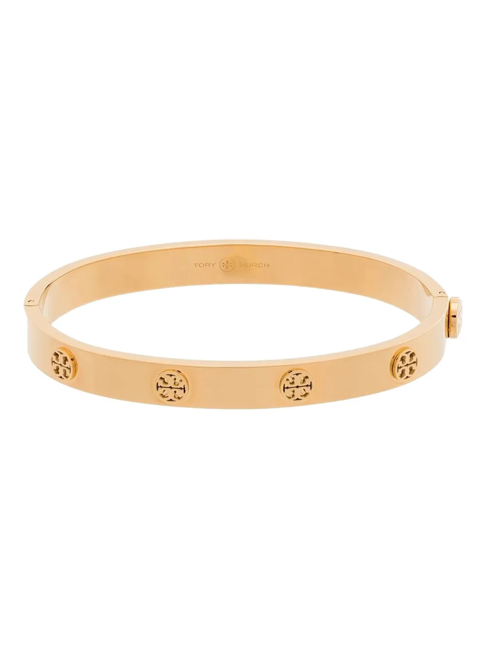 Tory Burch Logo-detail Rigid Bracelet In Yellow