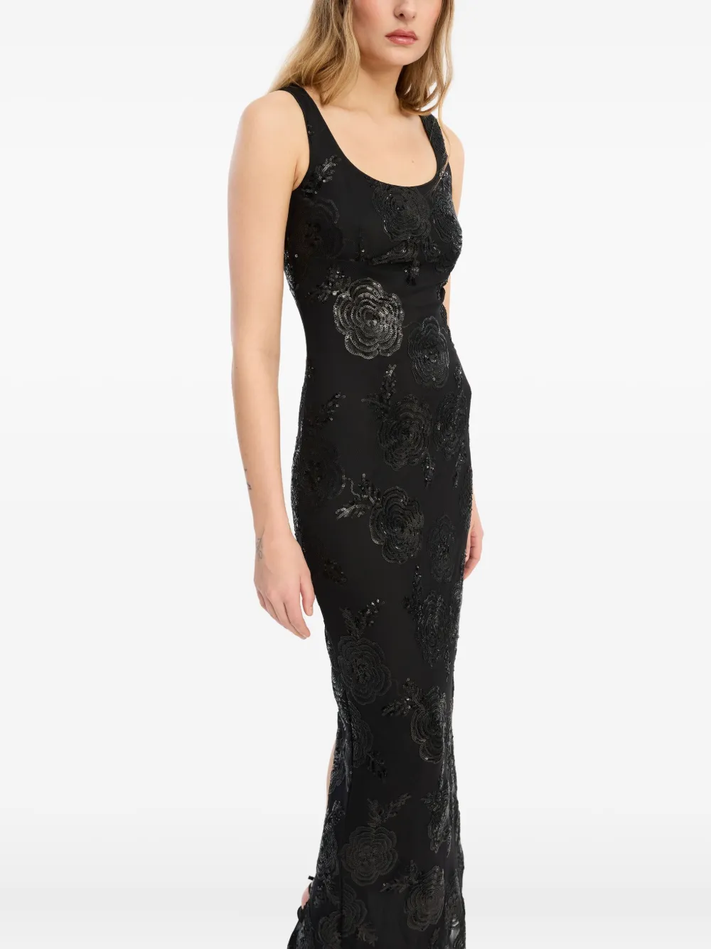 Rotate Birger Christensen Floral-pattern Maxi Dress In Black