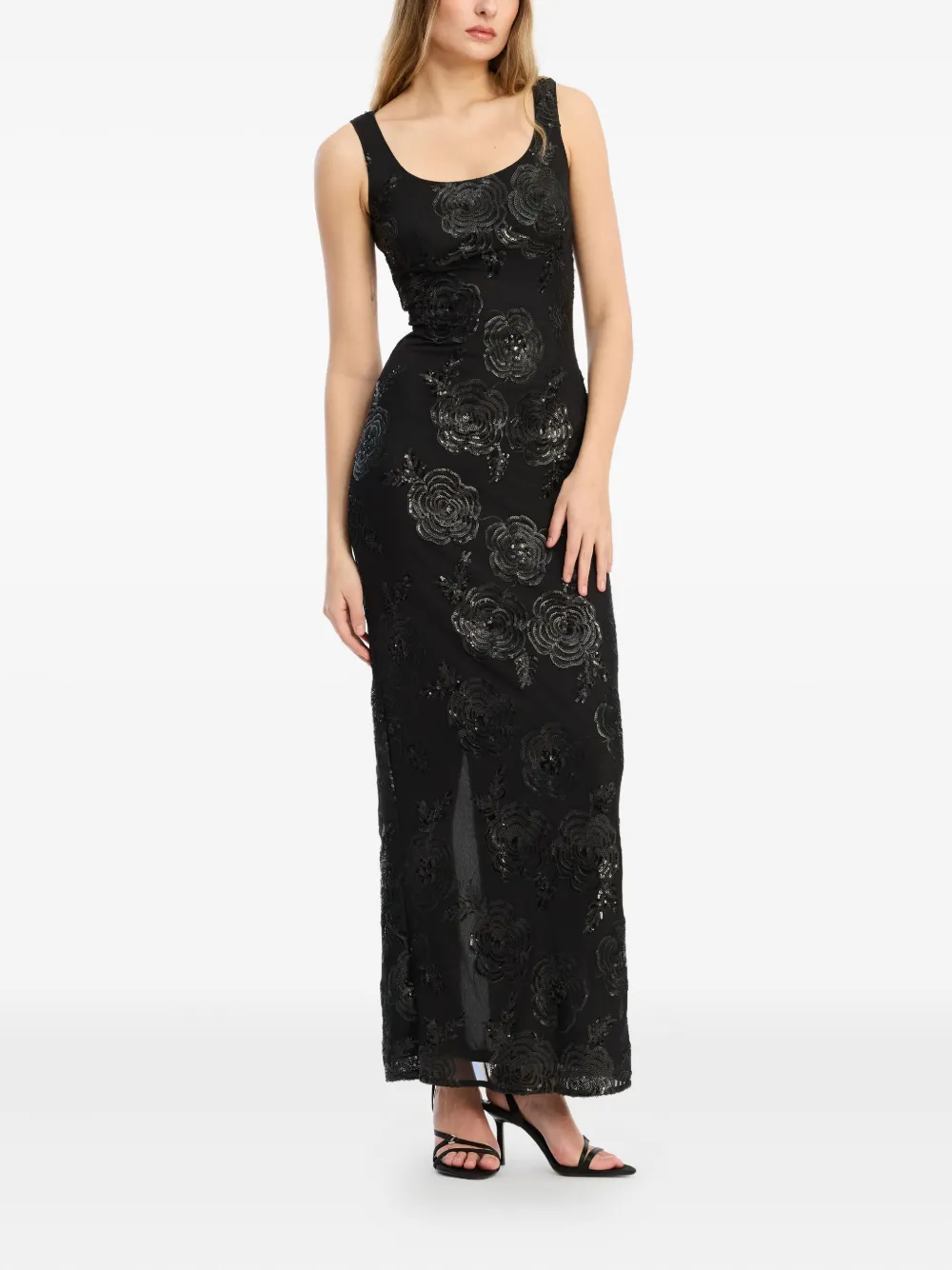 Rotate Birger Christensen Floral-pattern Maxi Dress In Black