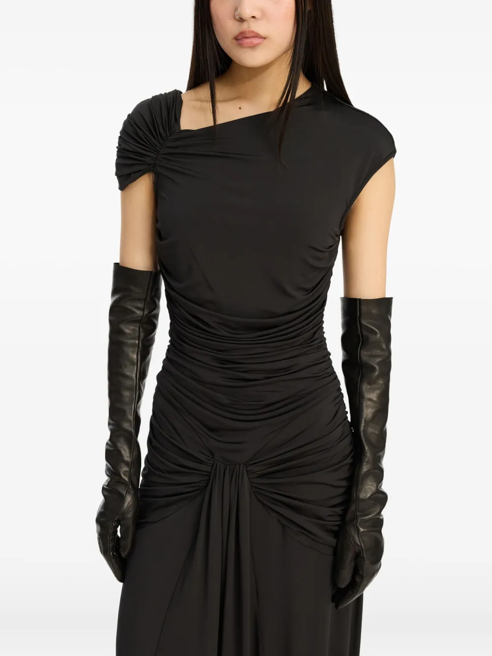 Rotate Birger Christensen Asymmetric Maxi Dress In Black