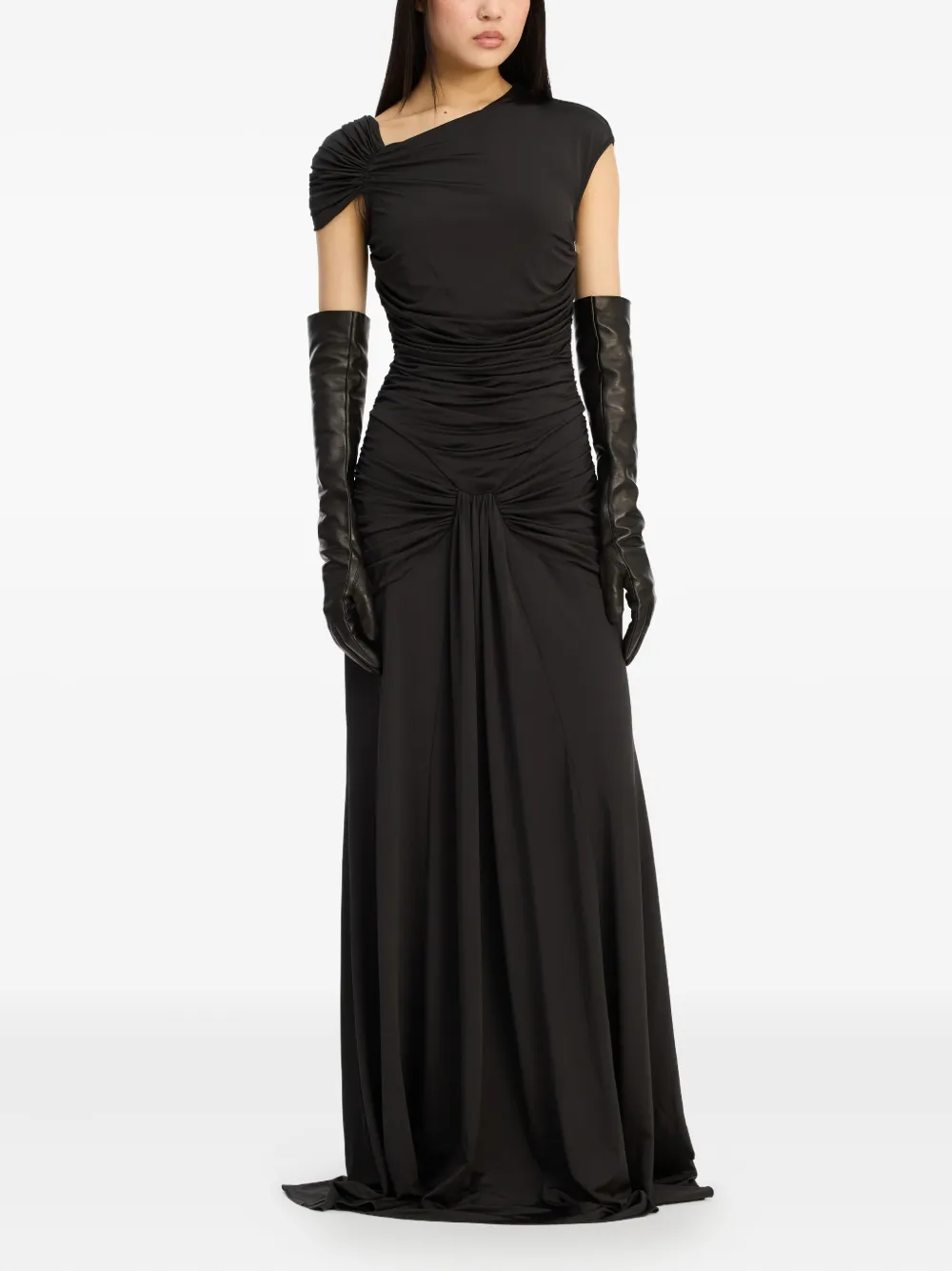 Rotate Birger Christensen Asymmetric Maxi Dress In Black