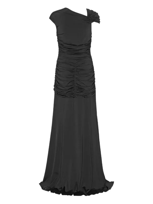 rotate birger christensen asymmetric appliqué midi dress ROTATE BIRGER CHRISTENSEN Asymmetric Maxi Dress | Black
