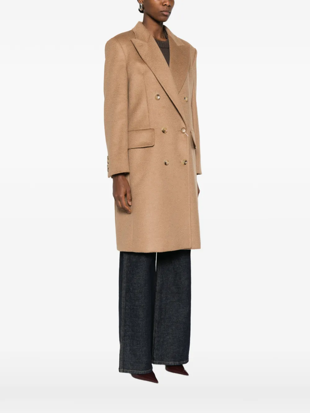 Max Mara Cosa Double-breasted Coat In Brown