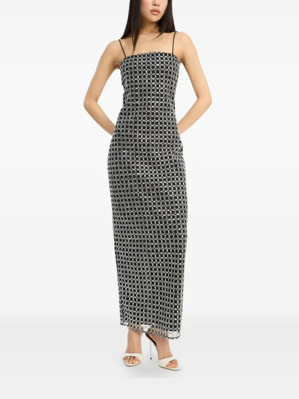 Rotate By Birger Christensen Beaded Slip Maxi Dress - Black