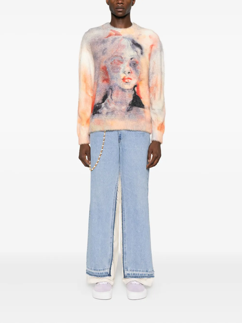 KidSuper portrait-print crew-neck sweater - Beige