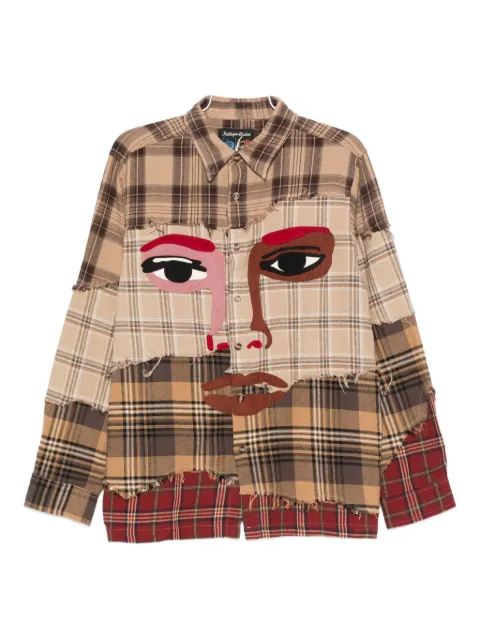 KidSuper face-appliqué plaid shirt