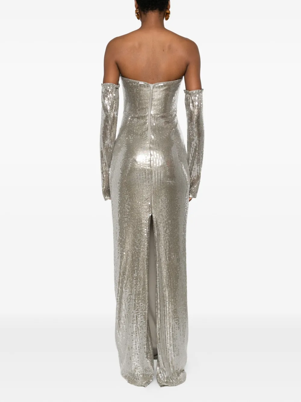 Atu Body Couture Sequin-embellished Maxi Dress In Metallic