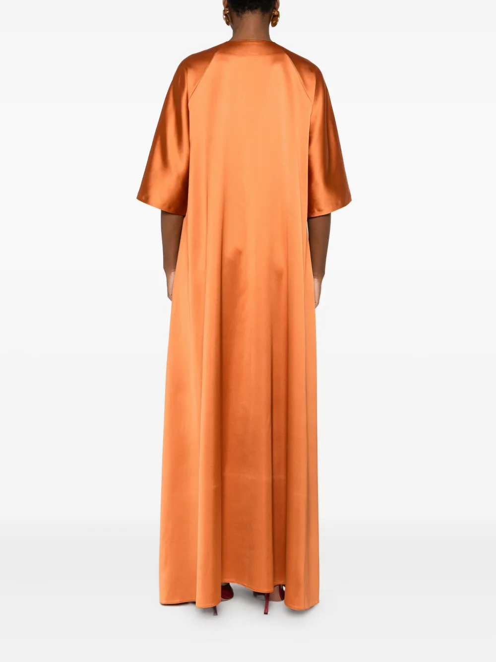 Atu Body Couture Satijnen maxi-jurk met V-hals Oranje