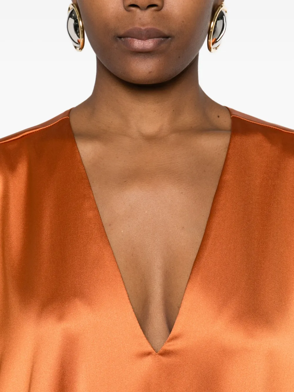 Atu Body Couture Satijnen maxi-jurk met V-hals Oranje