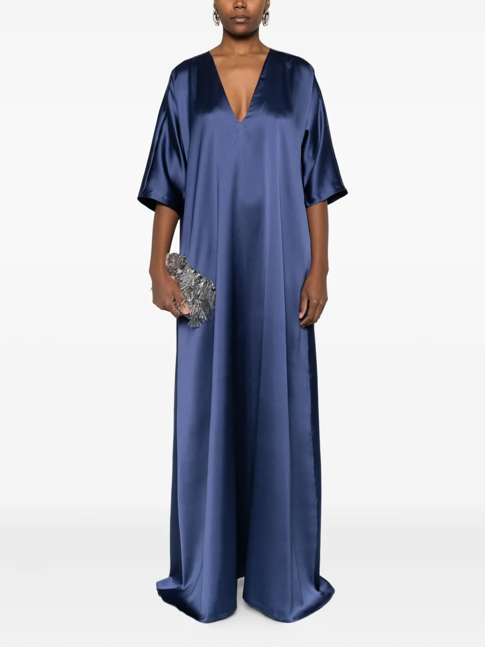 Atu Body Couture Satijnen maxi-jurk met V-hals - Blauw