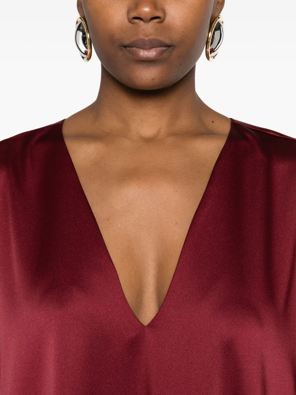 Atu Body Couture Satijnen maxi-jurk met V-hals Rood