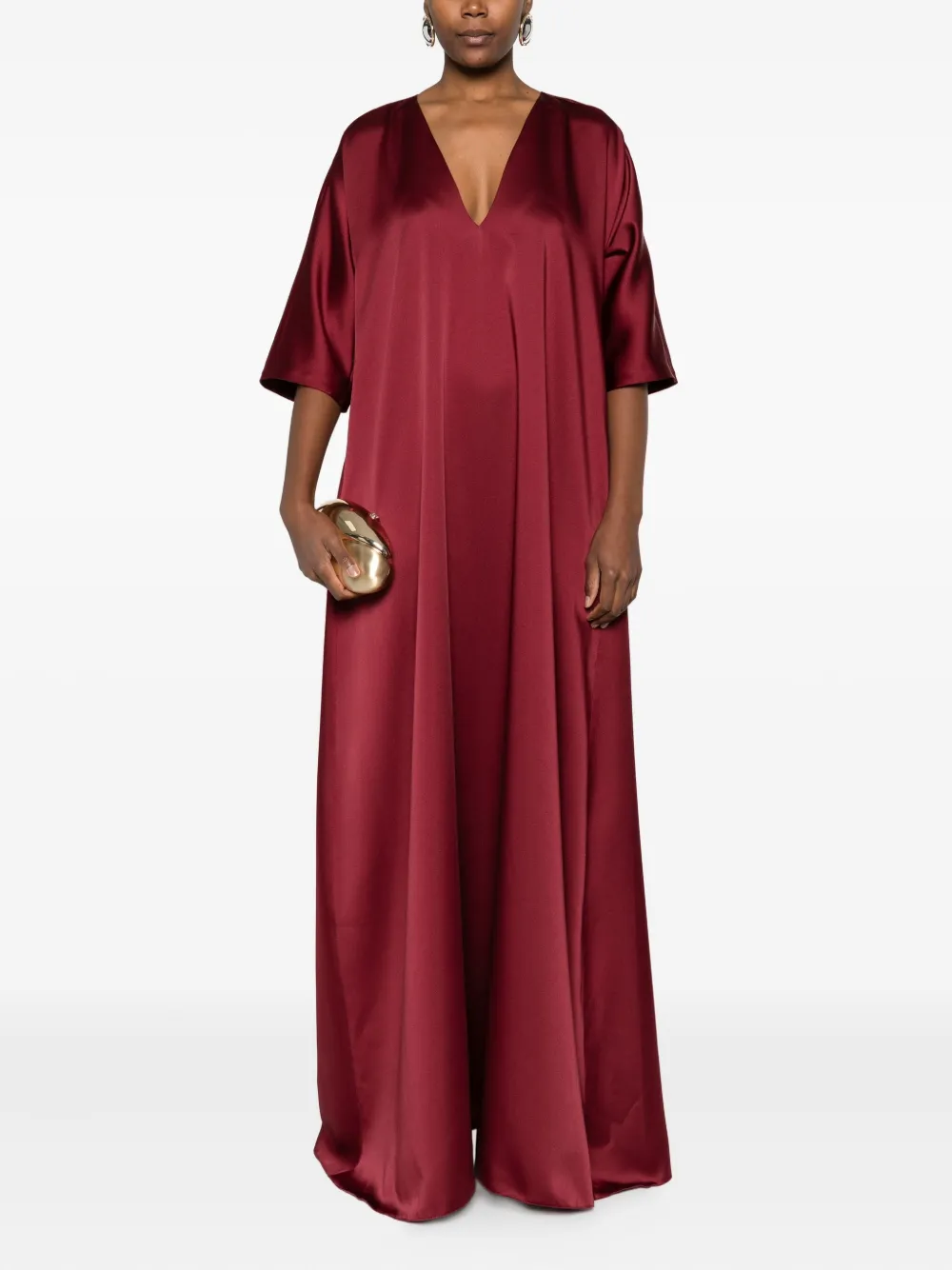 Atu Body Couture Satijnen maxi-jurk met V-hals - Rood