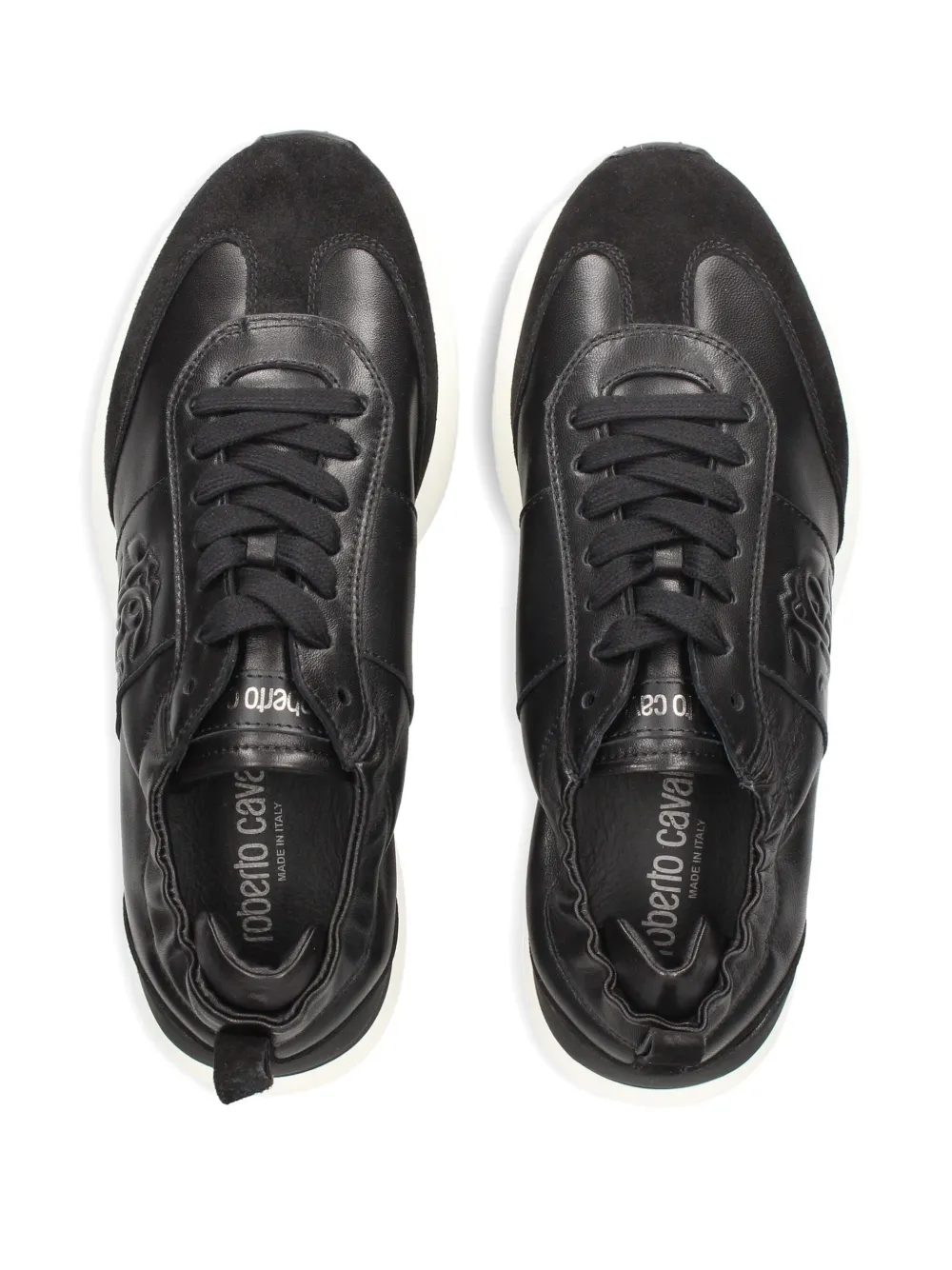 Roberto Cavalli Sneakers met logo-reliëf met vlakken Zwart