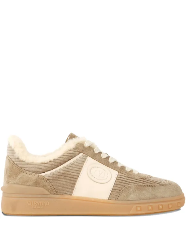 Valentino Garavani Ribbes Lace-up Sneakers in Neutrals