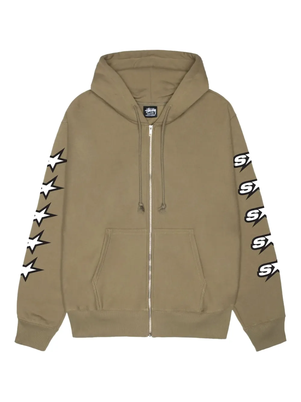 Stussy Star-print Zip-up Hoodie In Brown