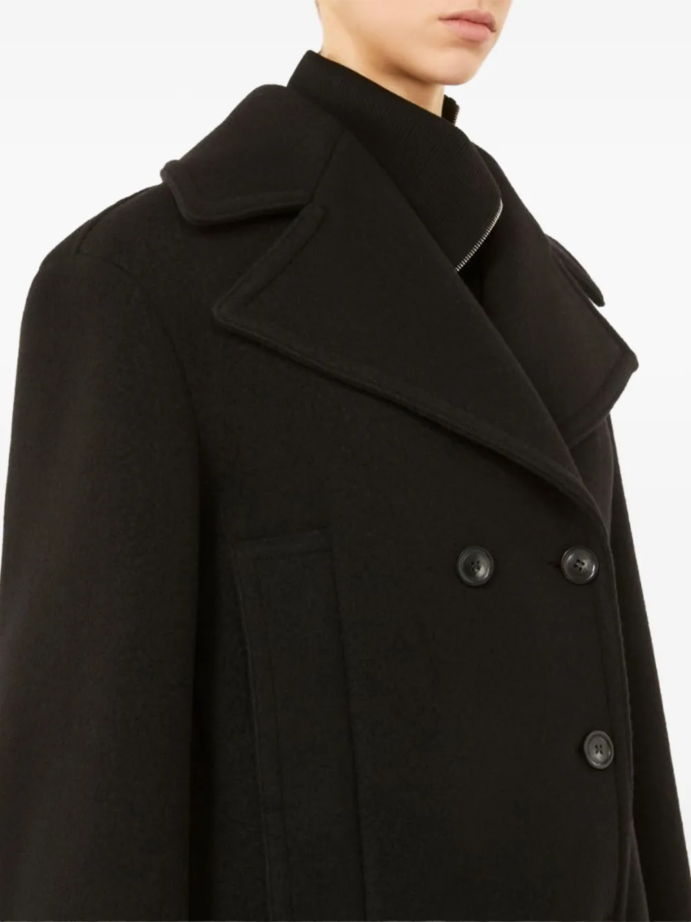 Sportmax Double-breasted Coat Front Pockets In Black