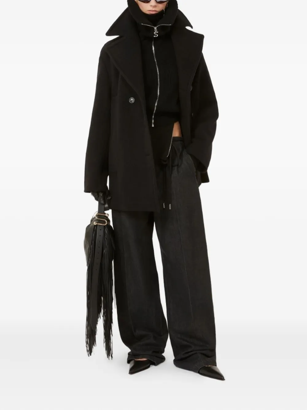 Sportmax Double-breasted Coat Front Pockets In Black