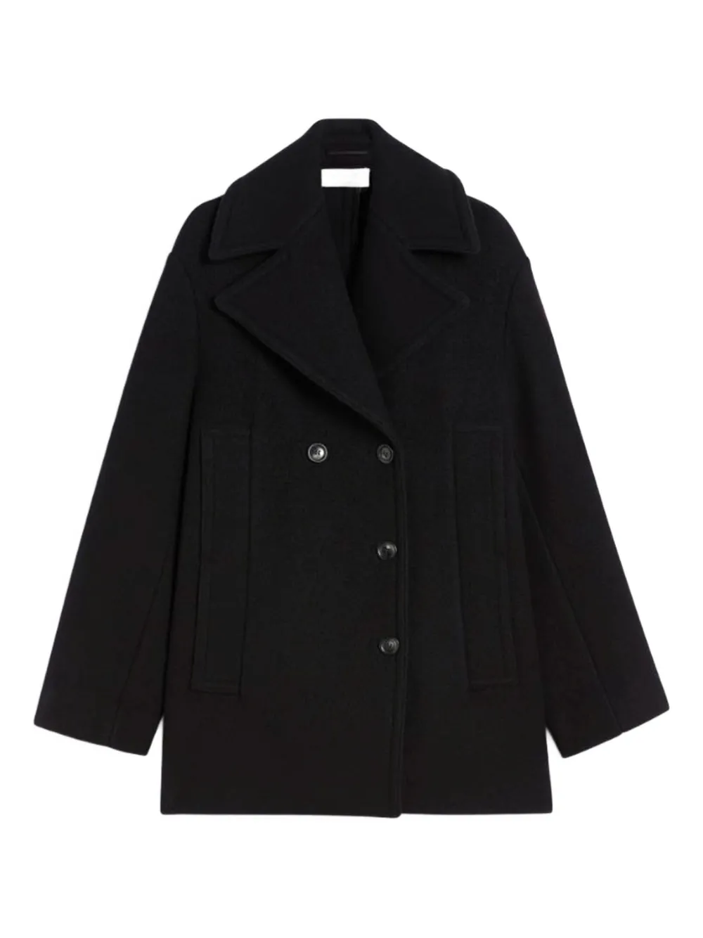 Sportmax Double-breasted Coat Front Pockets In Black