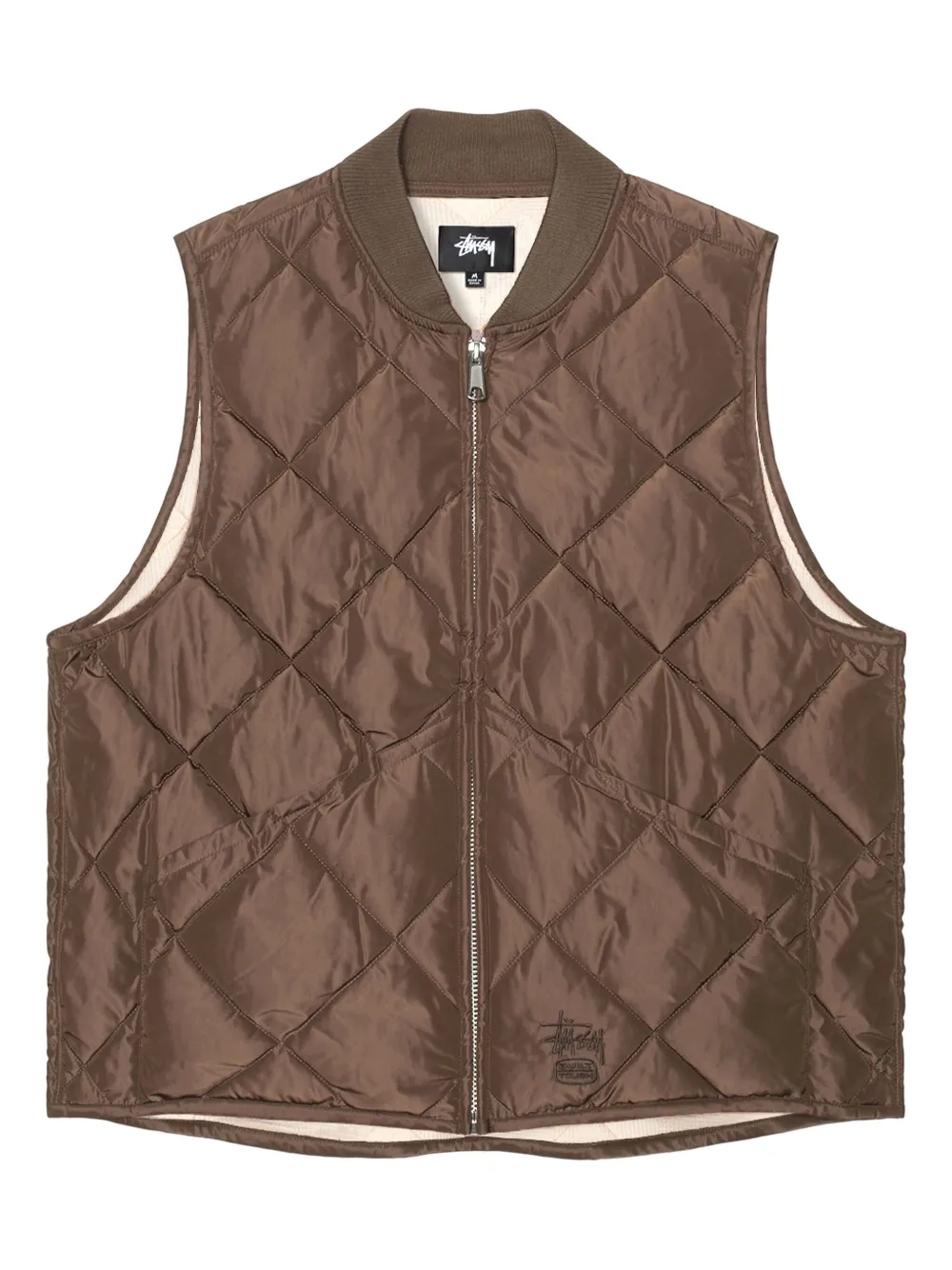 Stussy Quilted Gilet In Brown