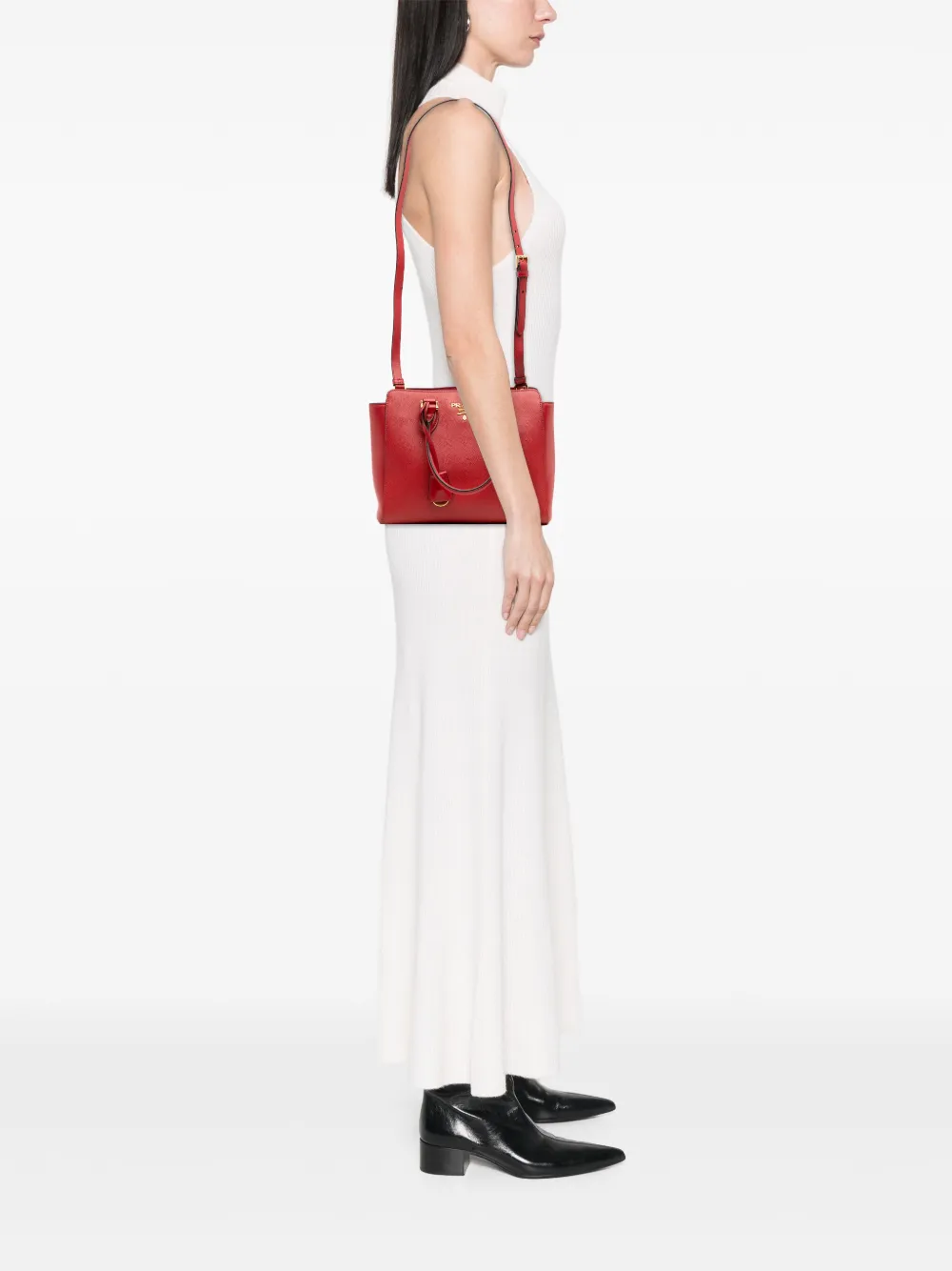 Prada Pre-Owned 2000-2025 Soft Calf Trimmed Saffiano Lux Open Convertible Tote satchel | Pre-Owned | Image 2