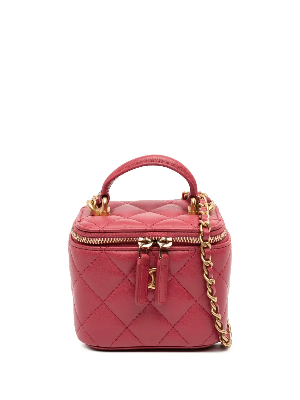 CHANEL Pre-Owned 2021 Mini CC Quilted Lambskin Top Handle Case With CHANEL Pre-Owned 2021 Mini CC Quilted Lambskin Top Handle Case With