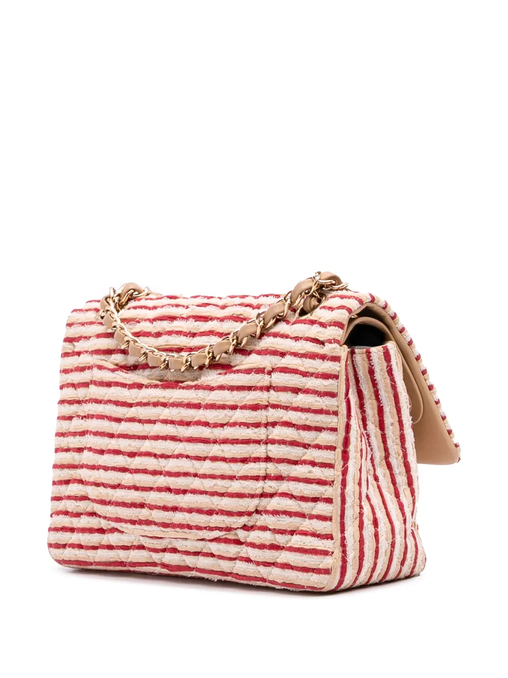 Pre-owned Chanel 2014 Medium Classic Jersey Coco Sailor Double Flap Shoulder Bag In Brown