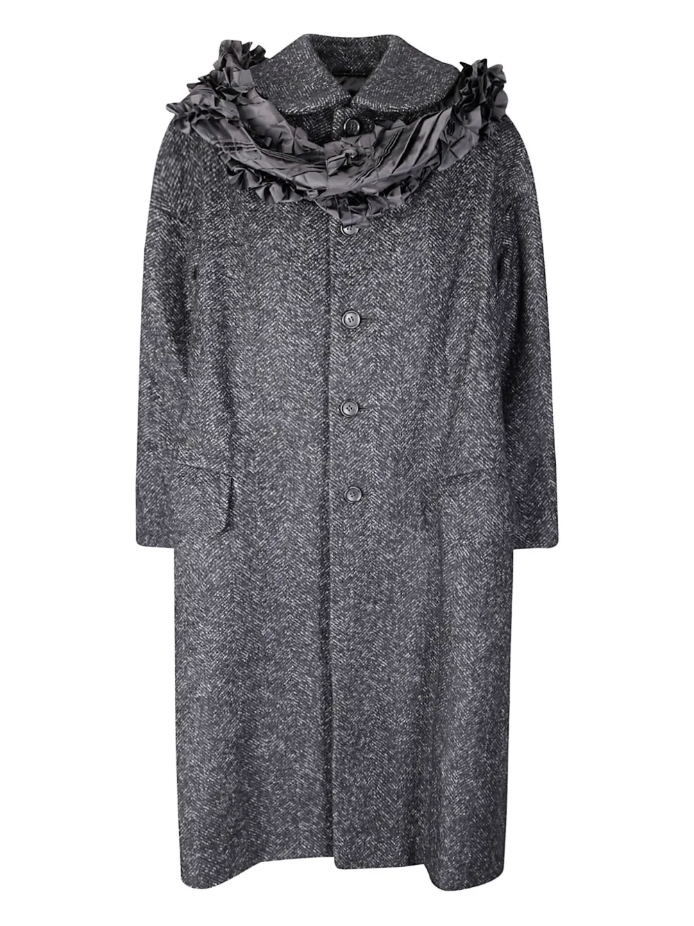 Comme Des Garçons Long Coat With Textured Fabric In Gray