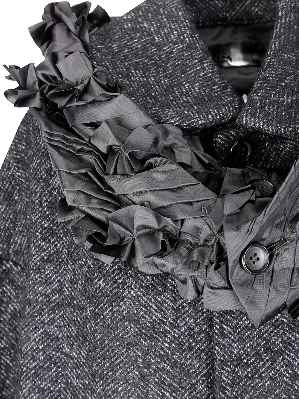 Comme Des Garçons Long Coat With Textured Fabric In Gray