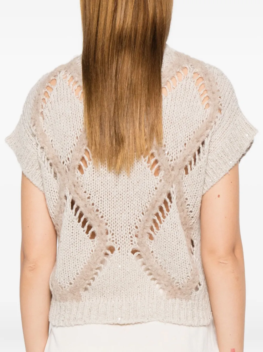 Antonelli Diamond-pattern Knitted Top In Neutral