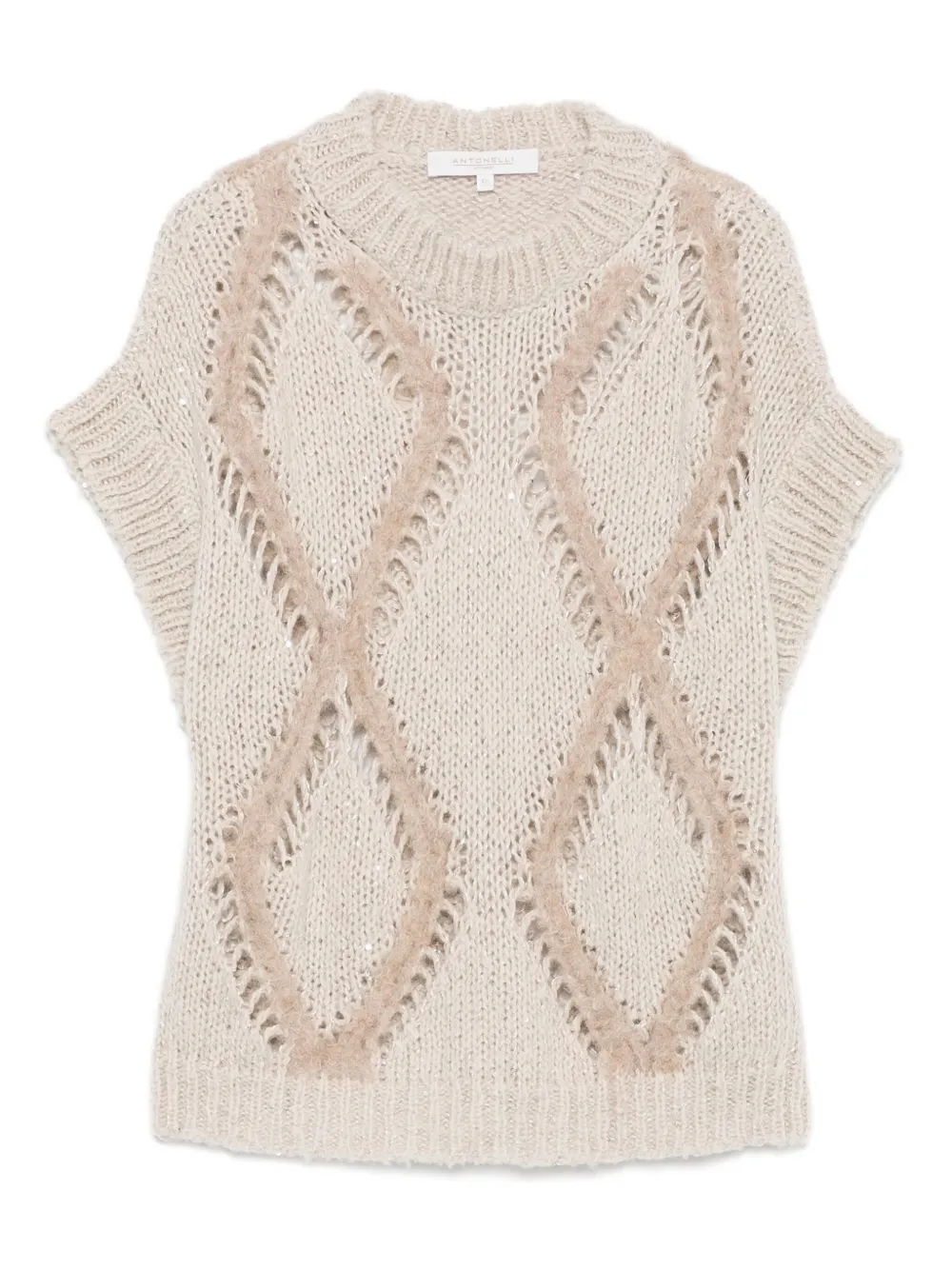 Antonelli diamond-pattern knitted top | Neutrals | Image 1