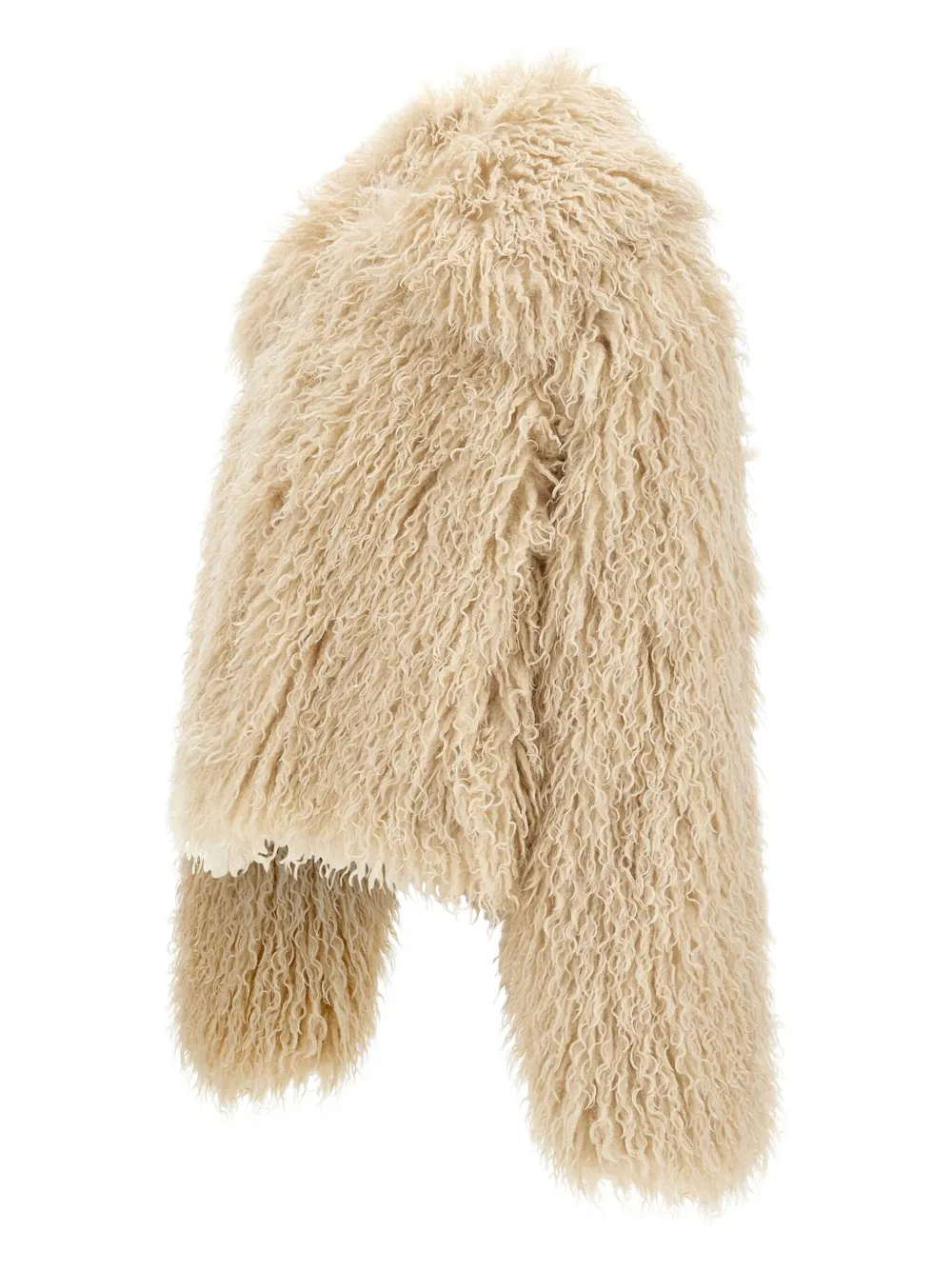 Hugo Boss Faux-fur Collarless Jacket In Nude