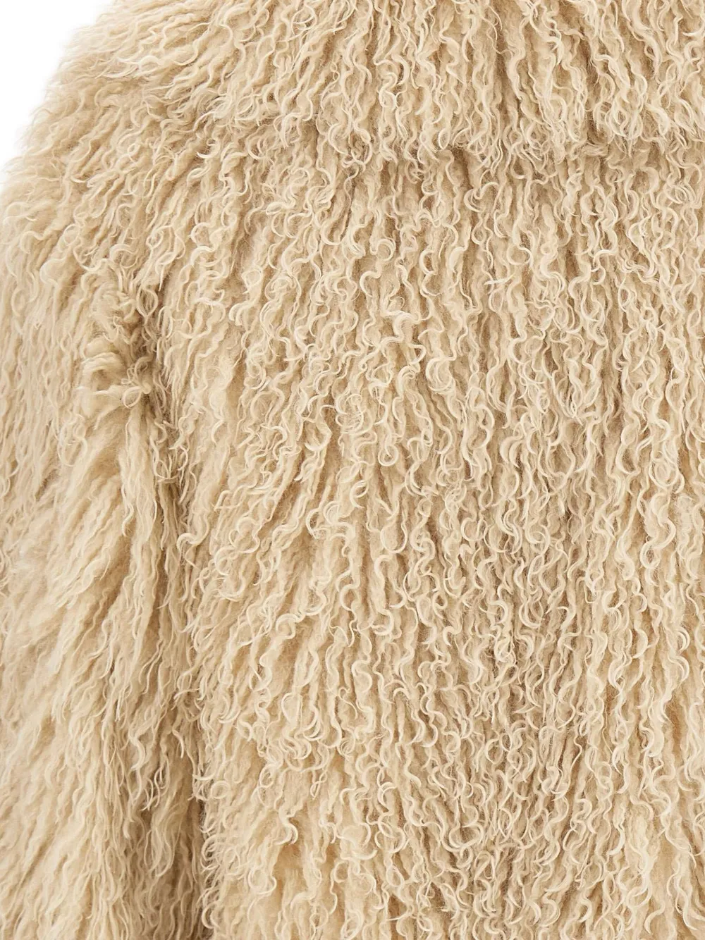 Hugo Boss Faux-fur Collarless Jacket In Nude