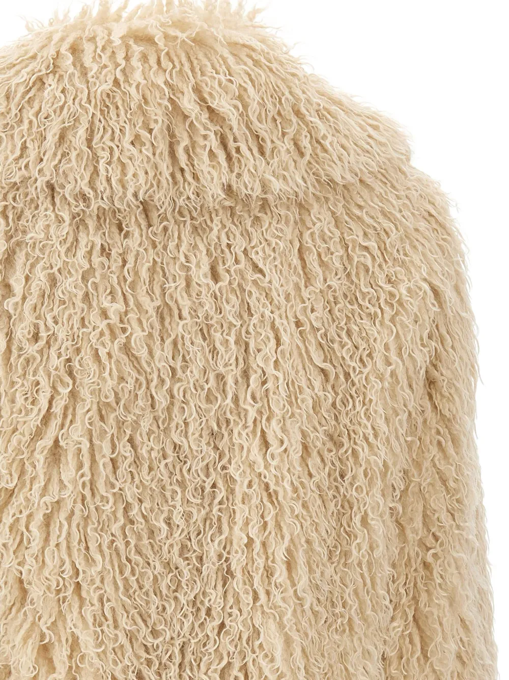 Hugo Boss Faux-fur Collarless Jacket In Nude
